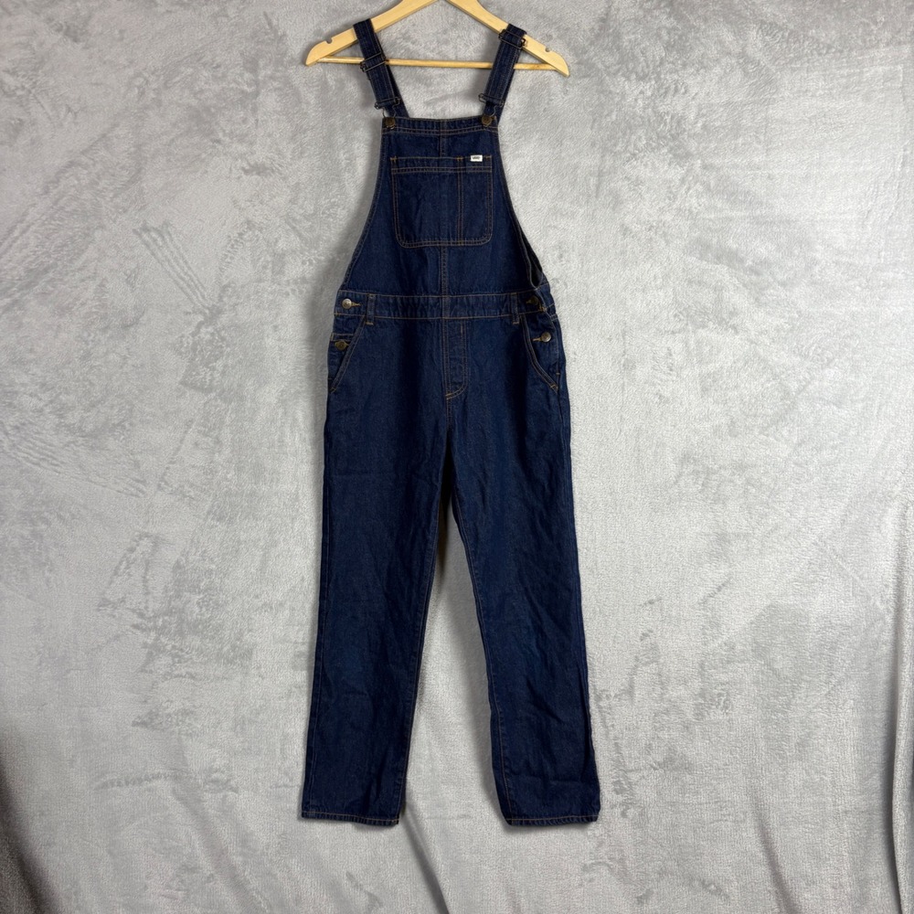Vans Womens Dark Wash Denim Boyfriend Fit Overalls Straight Leg Skater 0834